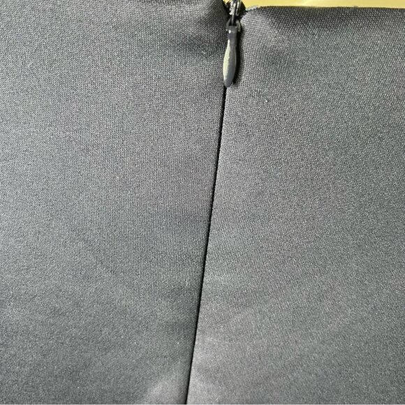 Connected Apparel Navy Tan Short-Sleeve Textured Sheath Stretch Dress Size 6 - Picture 5 of 7